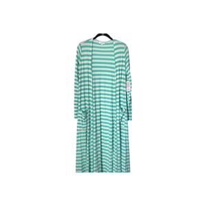 Lularoe Duster‎ Size M Green Stripe Long Sleeve Open Long Line Cardigan Cover Up